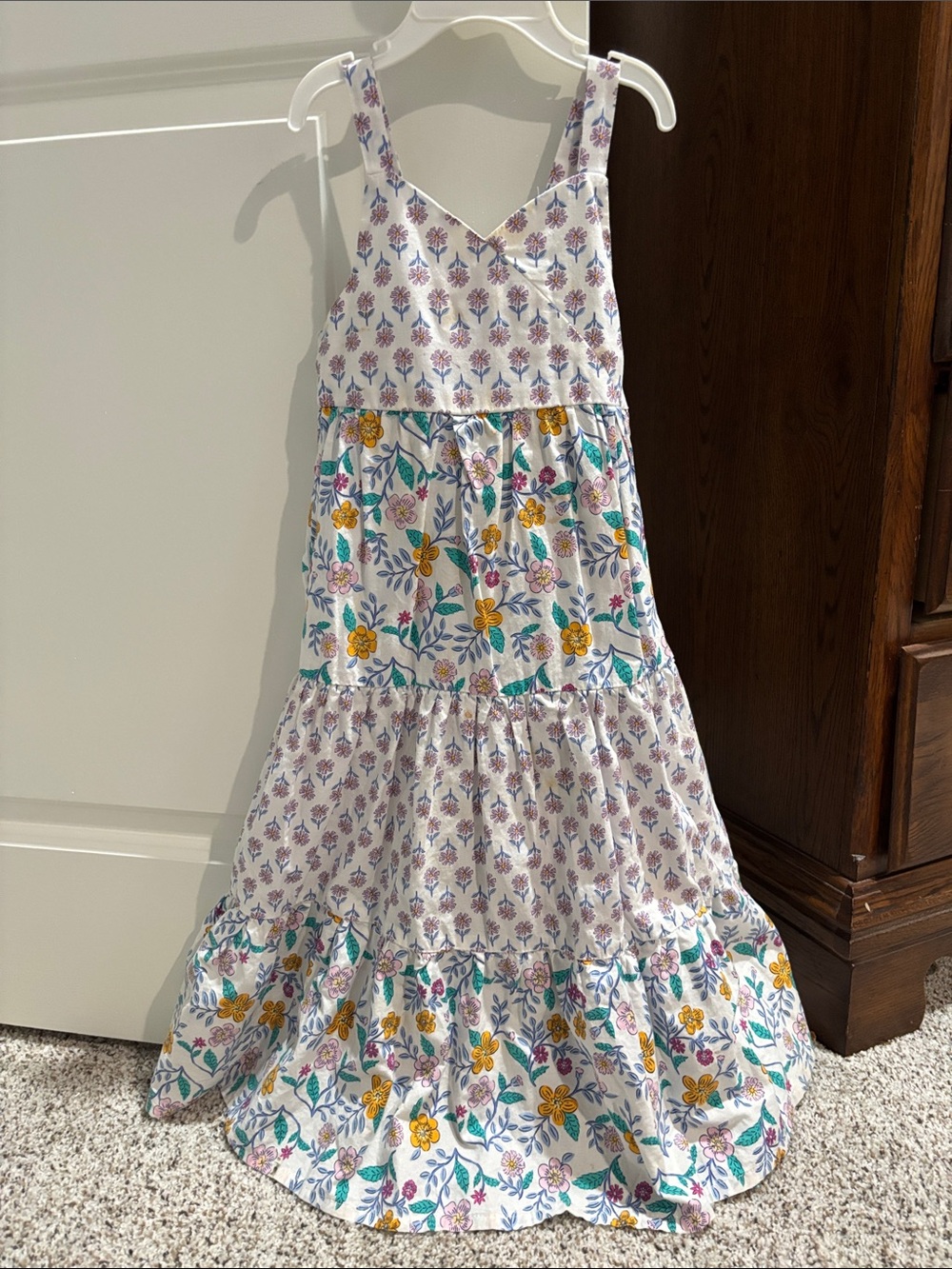 Carter's White Floral Tiered Sundress with Yellow & Purple Flowers